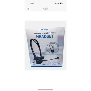 Vibe e-ssential Swivel Microphone Headset, 3.5mm Plug-In Mono Adjustable, New